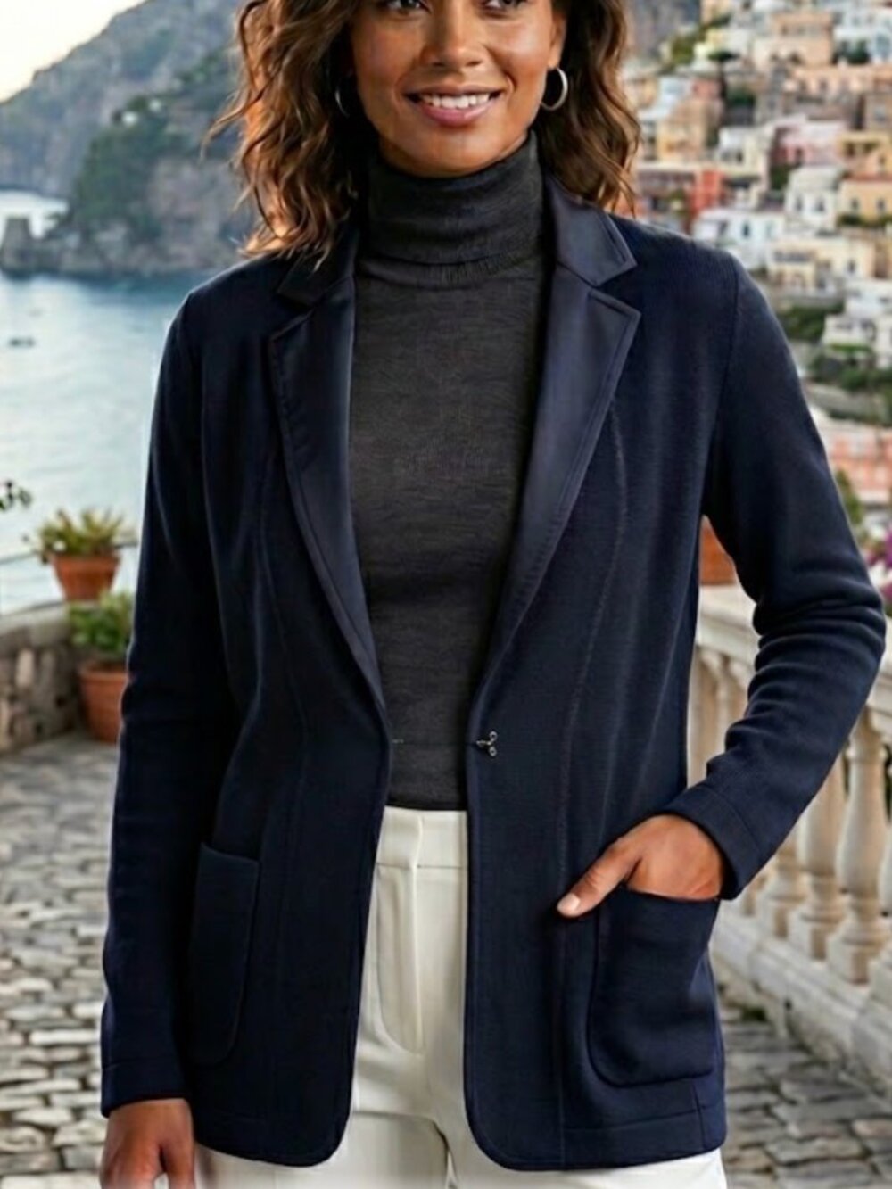 SEVENTY Fine Knit Cardigan Jacket | Navy Blue | IT 42 (US M) | GUC